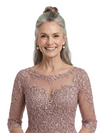 ChicSew Trendy Illusion Lace Bodice Pleated Chiffon Mother Of The Groom Dresses With 3/4 Sleeves