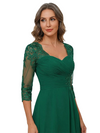 ChicSew Sweetheart Neck Long Sleeve Lace Ruched Bodice Ankle Length Chiffon Elegant Mother of the Bride Dresses