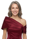 ChicSew Cape Sleeves Ruched Satin Ankle-Length Sheath Mother of the Bride Dress