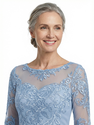 ChicSew Modern Tea-Length Mother Of The Bride Dress Chiffon A-Line With Illusion Lace Bodice