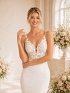ChicSew Romantic Spaghetti Straps Mermaid Lace Tulle Floor-Length Wedding Dresses With Long Train