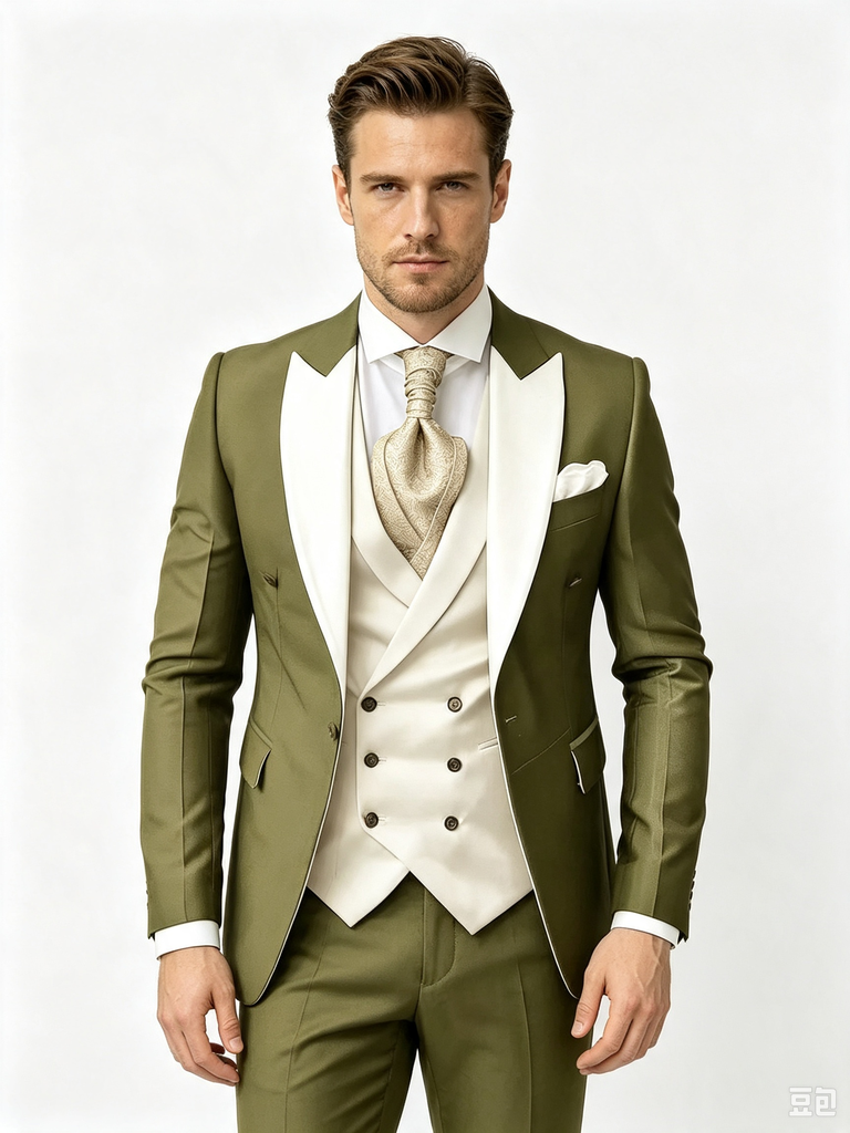 Color Blocking 2 Piece Men's Suit with Regular Fit and Sophisticated Peak Lapel
