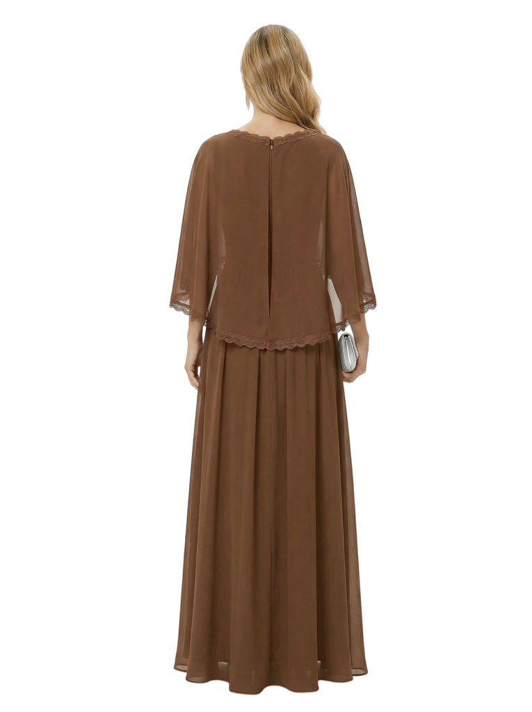 Elegant Mother Of The Bride Dresses V-Neck 3/4 Sleeves A-Line Formal Wedding Event Dress