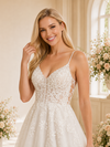 ChicSew Romantic Spaghetti Straps A-Line Boning Lace Tulle Long Wedding Dresses