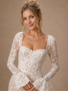 ChicSew Sexy Modern Mermaid Lace Tulle Long Sleeves Maxi Wedding Dress