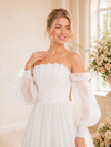 ChicSew Unique Ruching Strapless 3/4 Sleeves A-Line Floor-Length Wedding Dresses