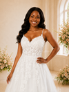 ChicSew Romantic Spaghetti Straps Tulle Lace A-Line Long Wedding Dress