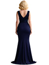 Elegant V-neck Sleeveless Mermaid Split Ruffles Crepe Mother Of The Bride Dresses