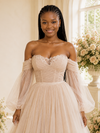ChicSew Unqiue Modern Sweetheart Long Sleeves A-Line Tulle Maxi Wedding Dress