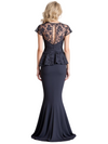 Elegant Illusion Cap Sleeves Lace Chiffon Mermaid Trendy Mother Of The Bride Dresses
