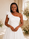 ChicSew Elegant One Shoulder Chiffon A-Line Maxi Wedding Dress With Floral Applique