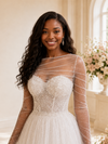 ChicSew Elegant Long Sleeves Tulle Lace A-Line Maxi Wedding Dress With Beading