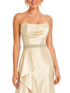 ChicSew Sexy Strapless Rhinestone A-Line Side Slit Floor-Length Satin Bridesmaid Dresses