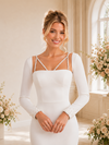 ChicSew Unique Elegant Square Neck Crepe Long Sleeves Mermaid Floor-Length Wedding Dress