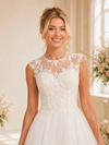 ChicSew Beautiful Illusion Cap Sleeves Lace Tulle A-Line High-Low Wedding Dresses