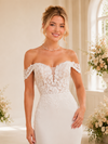 Chicsew Fancy Off The Shoulder Mermaid Sleeveless Lace Crepe Wedding Dress