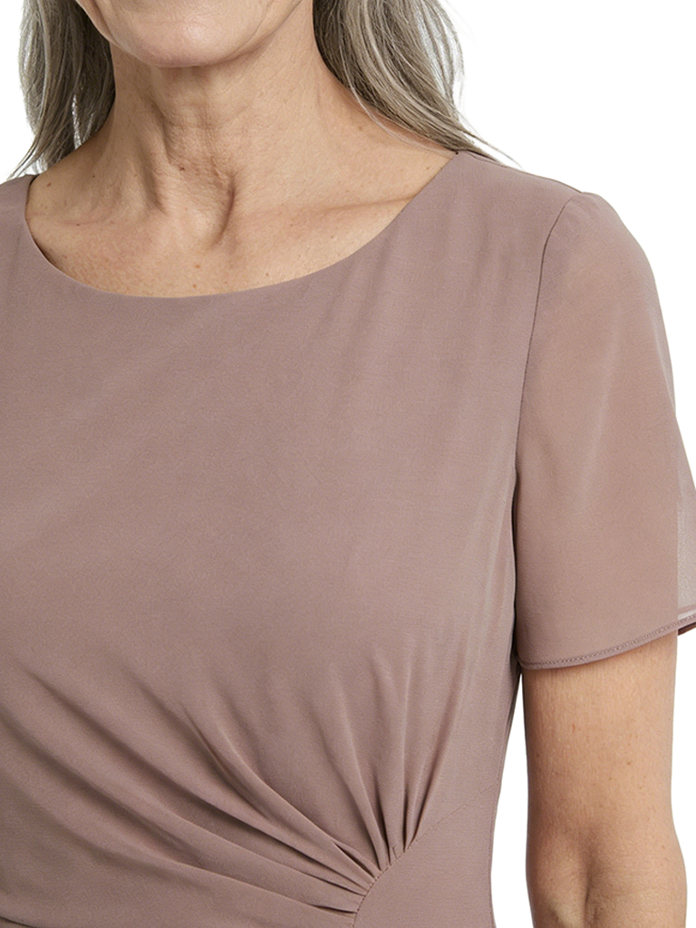 ChicSew Jewel Short Sleeve Ruched Knee Length Chiffon Romantic Mom Of The Groom Dresses