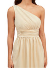 Elegant One Shoulder Soft Satin A-Line Long Bridesmaid Dresses