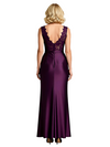 Modern Mermaid V-Neck Lace Satin Mother Of The Groom Dress With Side Slit