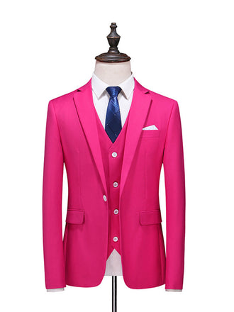 Fuchsia Men's Casual 2 Piece Suit Notch Lapel Flat Tuxedos Set CN466