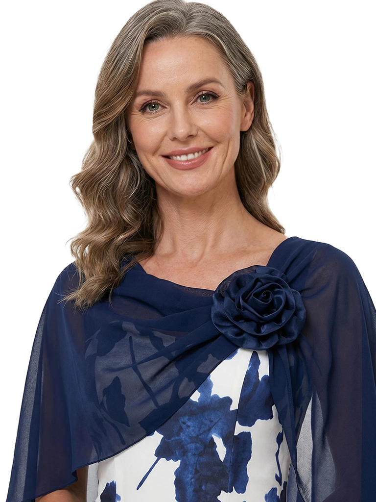 ChicSew Beautiful Chiffon Sheath Floor-Length Mother Of The Bride Dresses With Capelet