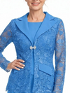 ChicSew Notched Lapel Lace Blazer Matching Wide Leg Pant Suit Formal Mother Of The Bride And Groom Outfits