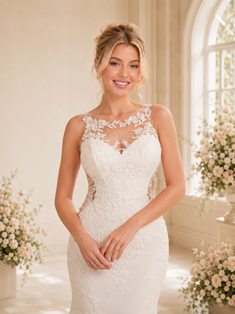 ChicSew Romantic Sleeveless Lace Mermaid Floor-Length Wedding Dresses With Train