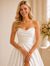 ChicSew Elegant Sweetheart A-line Ruched Satin Maxi Wedding Dresses With Slit