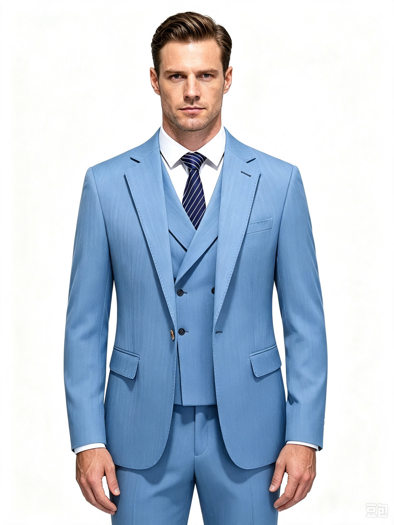 Classic 1 Piece Blue Men's Suit with Regular Fit and Sophisticated Peak Lapel