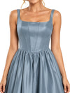 ChicSew Spaghetti Straps Square Boning Soft Satin A-Line Floor-Length Long Bridesmaid Dress