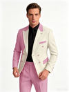 Color Blocking 1 Piece Men's Suit with Regular Fit and Sophisticated Peak Lapel