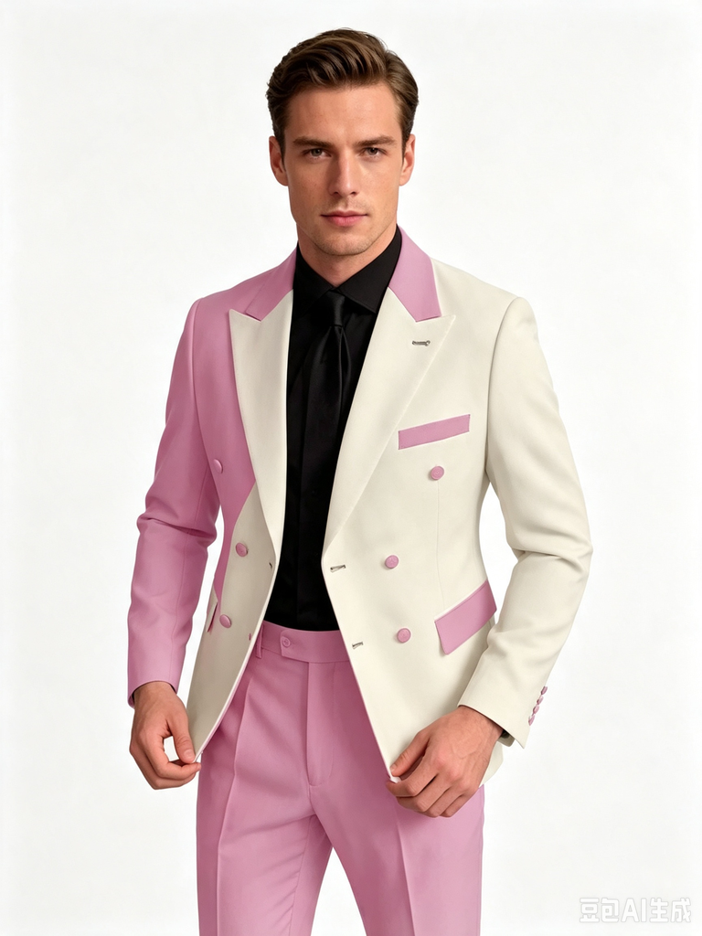 Color Blocking 1 Piece Men's Suit with Regular Fit and Sophisticated Peak Lapel