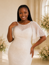 ChicSew Fancy Flutter Sleeves Glitter Tulle Mermaid Long Wedding Dress