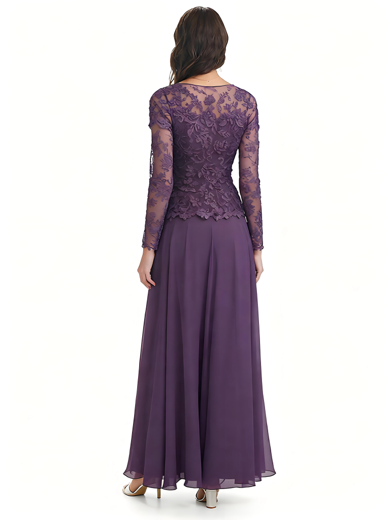 Elegant A-line Scoop Chiffon Long Sleeves Mother of the Brides Dresses