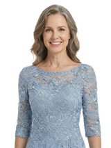 ChicSew Modern Lace Mother Of The Groom Dress With Half Sleeves Ruffled Chiffon Evening Gown