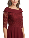 ChicSew Asymmetric Long Sleeve Lace Tea Length Chiffon Casual Mother Of The Bride Dresses