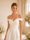 ChicSew Elegant Ruched Off The Shoulder A-Line Side Slit Crepe Maxi Wedding Dresses With Ruffle