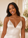 ChicSew Simple Spaghetti Straps Satin Mermaid Floor-Length Wedding Dress