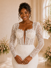 ChicSew Romantic Square Neck Long Sleeves Lace Mermaid Maxi Wedding Dress
