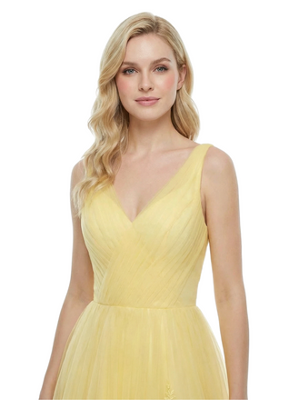 ChicSew Beautiful Spaghetti Straps V-Neck Tulle A-Line Maxi Long Evening Prom Dresses