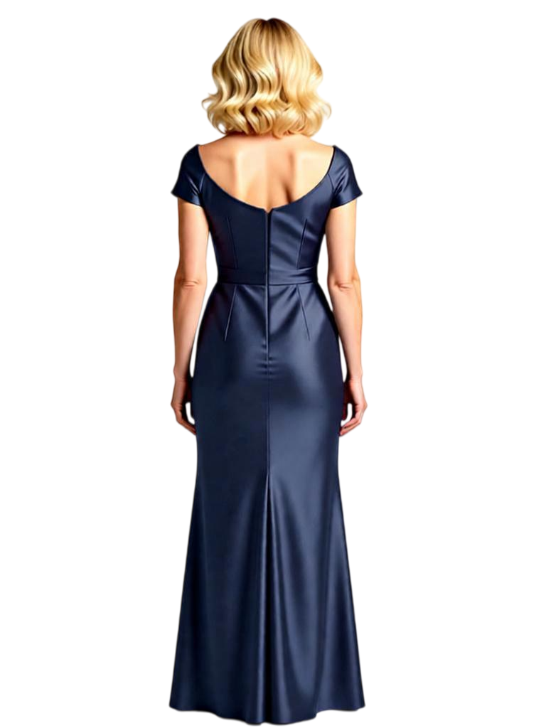 Elegant Satin Asymmetric Straps Side Slit Mermaid Long Mother Of The Bride Dresses