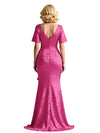 Elegant Chiffon V-neck Short Sleeves Mermaid Mother of The Bride Dresses