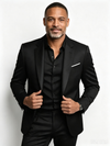 Classic 3 Piece Black Men's Suit with Regular Fit and Sophisticated Peak Lapel
