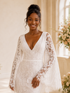ChicSew Romantic V-Neck Long Flutter Sleeves Tulle Lace Appliques Maxi Wedding Dress