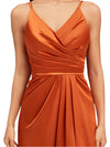 Elegant Spaghetti Straps V-Neck A-Line Soft Satin Ankle-Length Bridesmaid Dresses