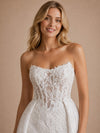 ChicSew Fancy Strapless Mermaid Lace Tulle Sleeveless Floor-Length Wedding Dresses With Overskirt