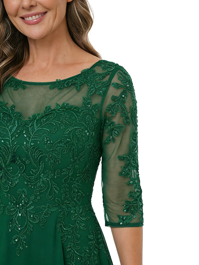 ChicSew Beautiful A-Line Mother Of The Groom Dress Sequin Lace Appliques Chiffon Half Sleeve