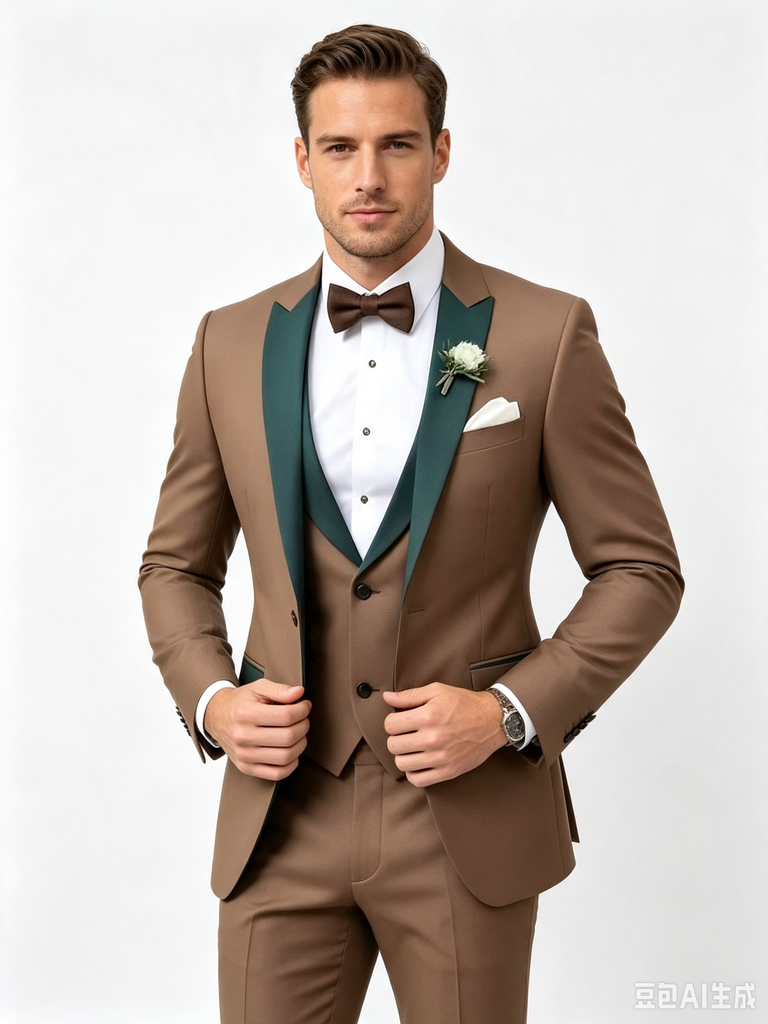 Color Blocking 1 Piece Men's Suit with Regular Fit and Sophisticated Peak Lapel