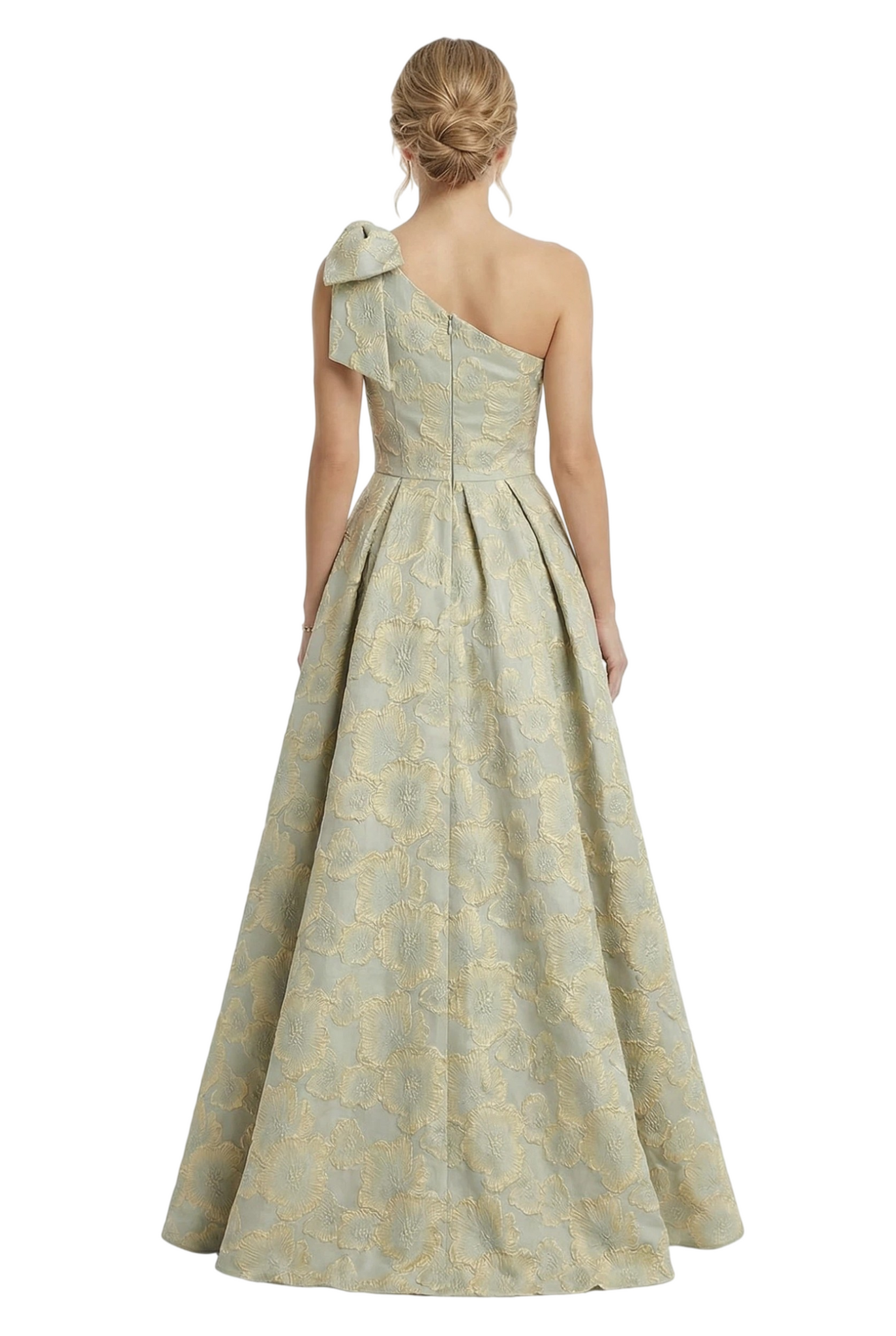 ChicSew Modern Floral Jacquard One Shoulder Floor-Length A-Line Long Formal Evening Dresses