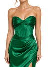 ChicSew Sweetheart Side Slit Boning Soft Satin Mermaid Ruched Floor Bridesmaid Dresses